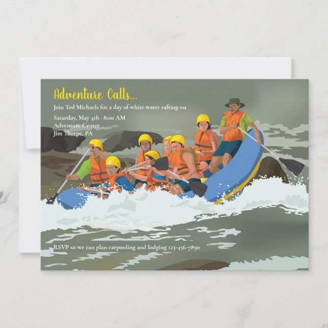 Whitewater Rafting Invitations (Front)