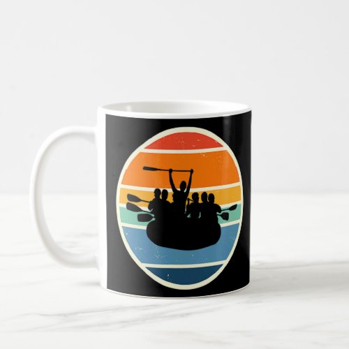 Whitewater River Rafting 70s 80s Style Retro Sunse Coffee Mug