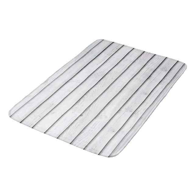 WhiteWoodSlats | Wrapping Papper Seamless | Stripe Bathroom Mat (Angled)