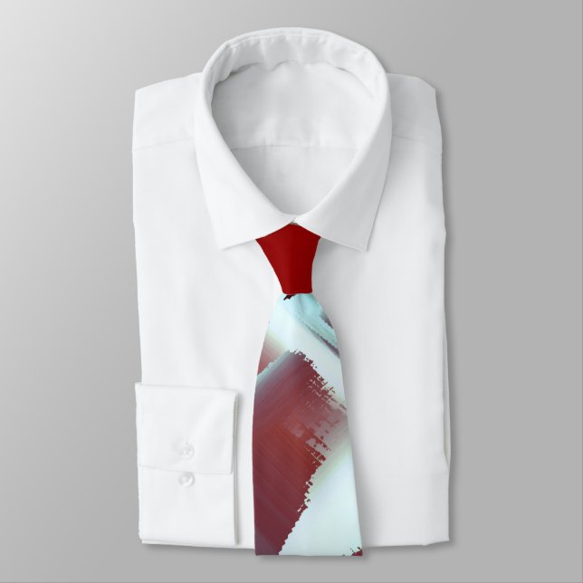 Whitish to red cropped digital paint magnification neck tie (Tied)