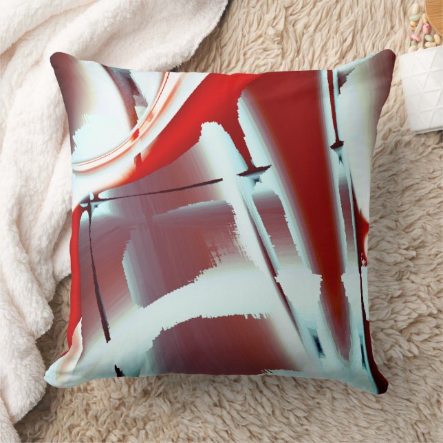 Whitish to red cropped digital paint magnification throw pillow (Blanket)