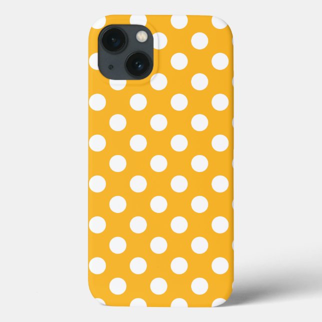 Whitle polka dots on yellow Case-Mate iPhone case (Back)
