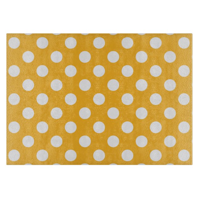 Whitle polka dots on yellow cutting board (Front)