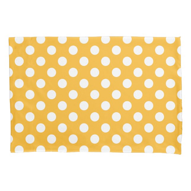 Whitle polka dots on yellow pillowcase (Front)