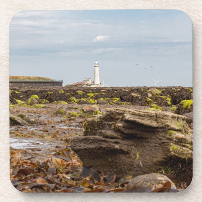 Whitley Bay lighthouse  Beverage Coaster (Front)