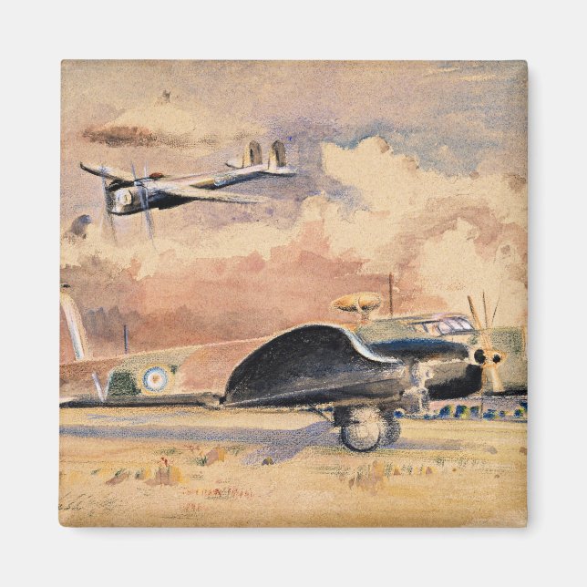 Whitley Bombers Sunning, artwork by Paul Nash Magnet (Front)