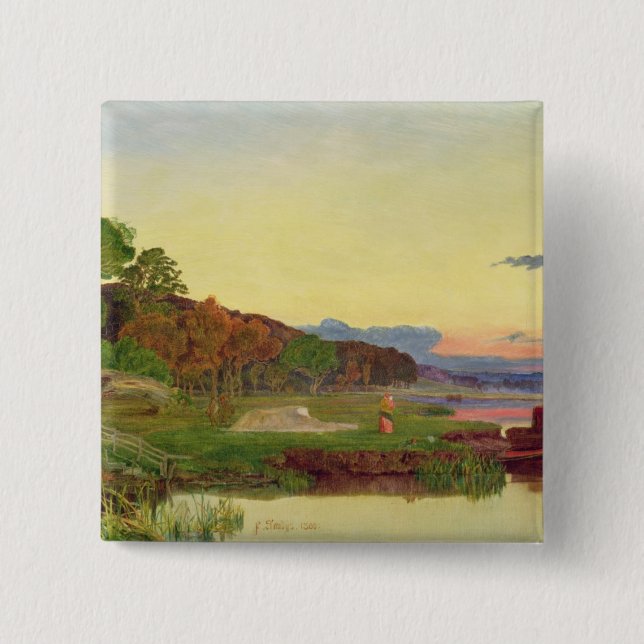 Whitlingham, Norfolk, 1860 (oil on canvas) Pinback Button (Front)