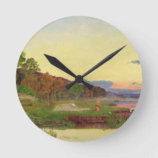 Whitlingham, Norfolk, 1860 (oil on canvas) Round Clock (Front)