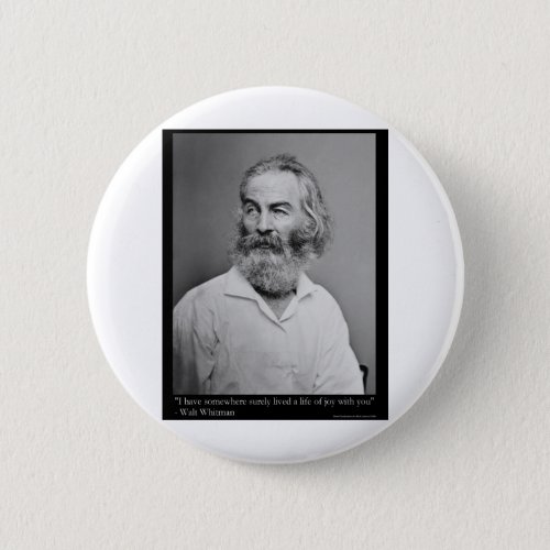 Whitman Life Of Joy Love Quote Gifts Tees Mugs Etc Button