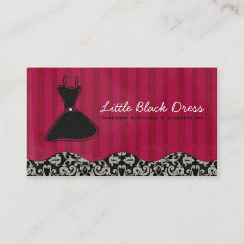 Whitney Black and Red Damask Chic Business Card