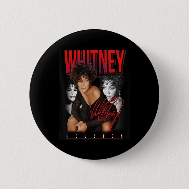 Whitney Houston Retro Photo Collage  Button (Front)