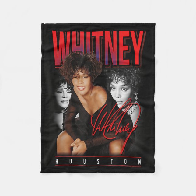 Whitney Houston Retro Photo Collage  Fleece Blanket (Front)