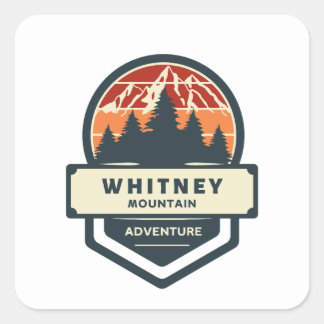 Whitney mountain peak climbing and hiking square sticker