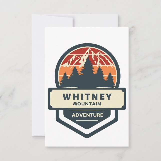 Whitney mountain peak climbing and hiking thank you card (Front)