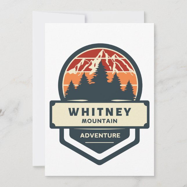 Whitney mountain peak climbing and hiking thank you card (Front)