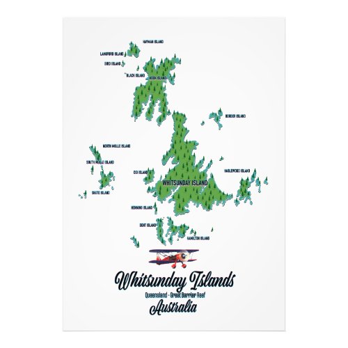 Whitsunday Islands Australia map poster