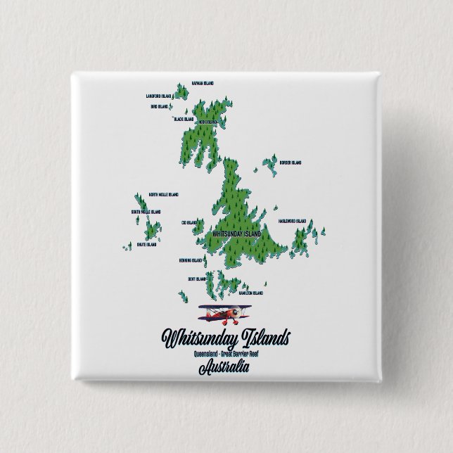 Whitsunday Islands Australia map poster Button (Front)