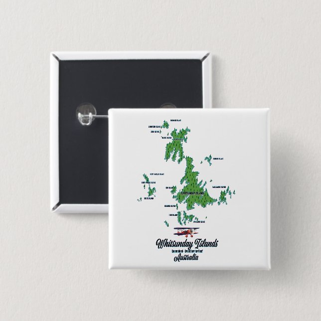 Whitsunday Islands Australia map poster Button (Front & Back)