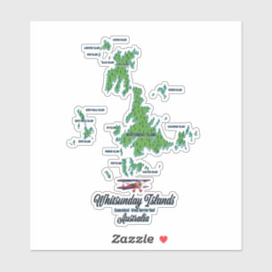 Whitsunday Islands Australia map poster Sticker