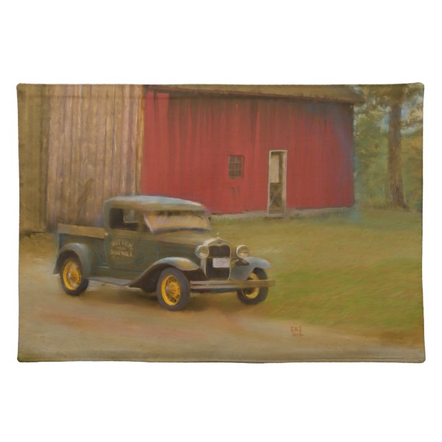 Whitter Sawmill Truck Oil Painting Placemat (Front)