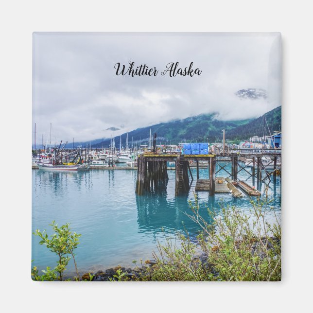 Whittier Alaska Harbor Square Magnet (Front)