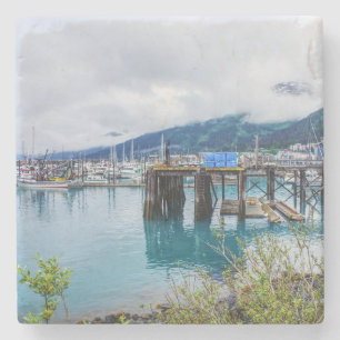Whittier Alaska Harbor Stone Coaster