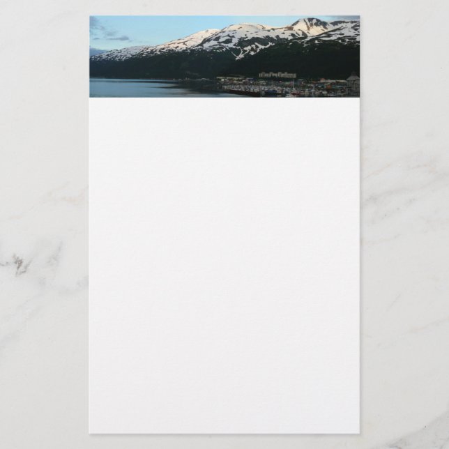 Whittier at Dusk Scenic Alaska Photography Stationery (Front)
