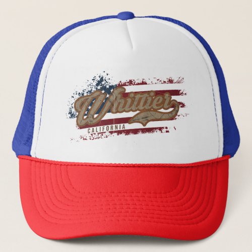 Whittier California Vintage USA Flag Trucker Hat