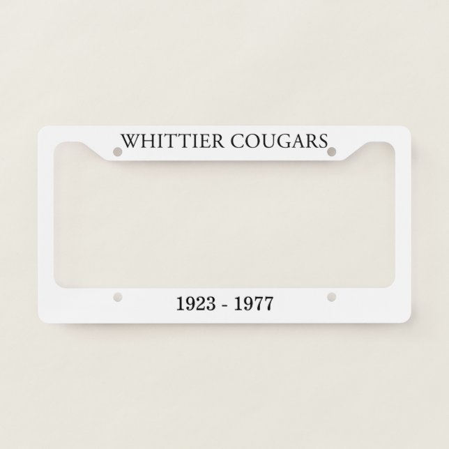 Whittier Junior High School NEW Designs License Plate Frame (Front)