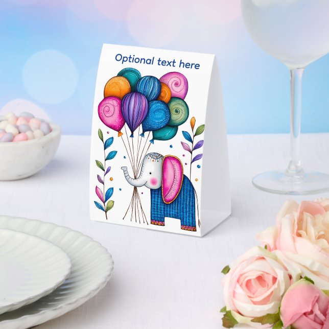 WHMSICAL ELEPHANT BALLOONS PAPER TABLE TENT  (Insitu(Wedding))