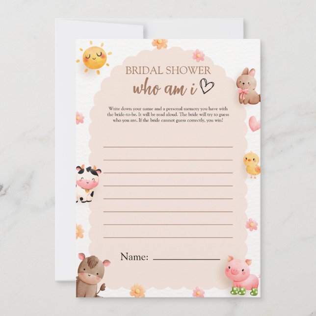 Who Am I Baby Shower Game Card (Front)