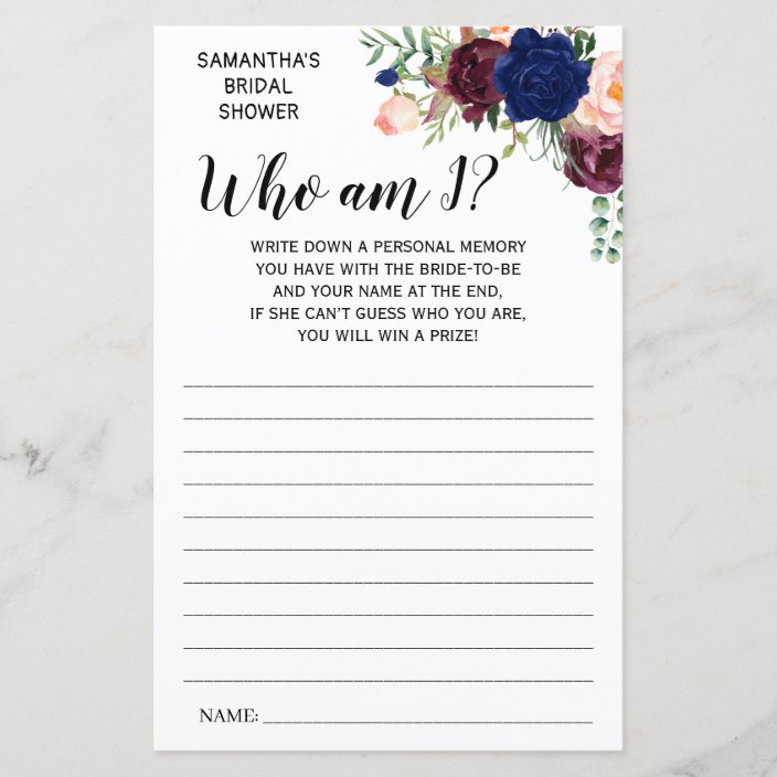 Who Am I Bridal Shower English Spanish Game Zazzle Com