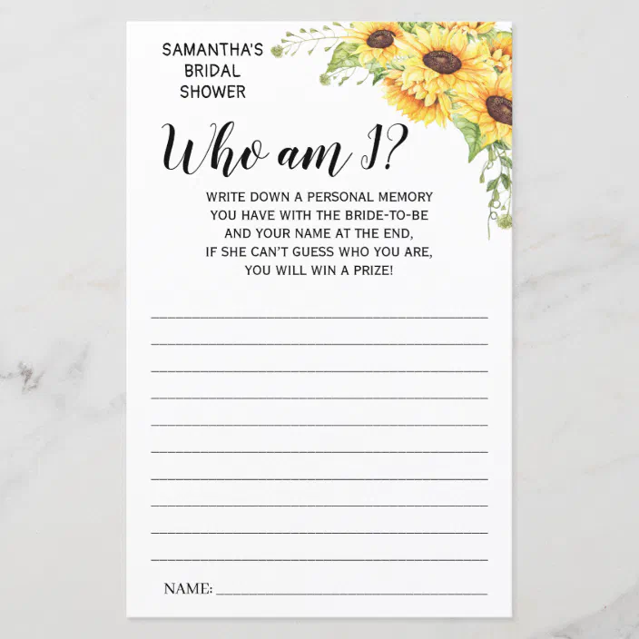 Who Am I Bridal Shower English Spanish Game Zazzle Com