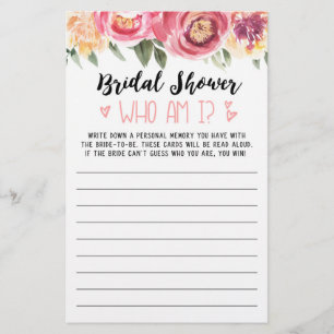 Who am I Bridal Shower or Hen Party game