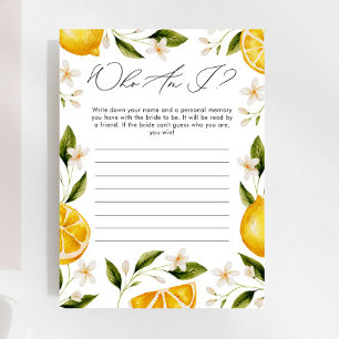 Who Am I Main Squeeze Cirtus Bridal Shower Game