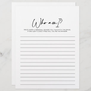 Who Am I Modern Bridal Shower Game
