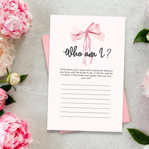 Who Am I Pink Ribbon Bridal Shower Game