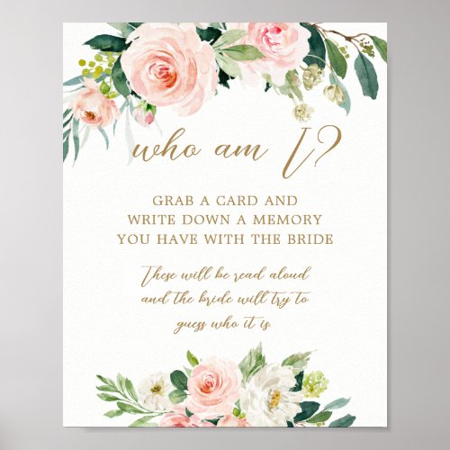 Who Am I Share a Memory with the Bride Game Sign