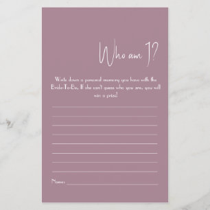 Who Am I? Shower Game Flyer