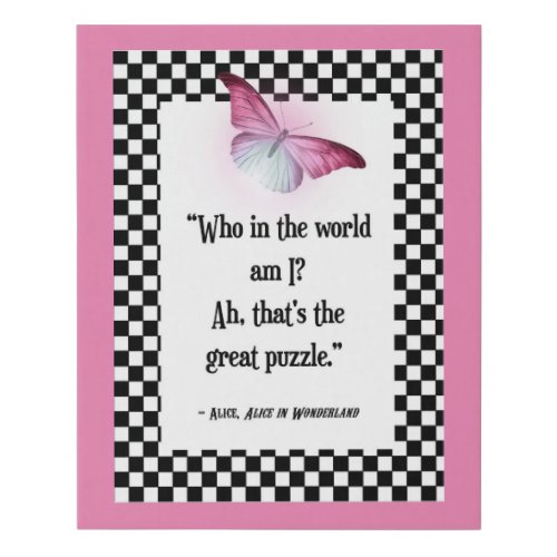 Who Am I Wonderland Alice Quote Faux Canvas Print