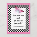 Who Am I? Wonderland Alice Quote  Postcard