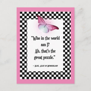 Who Am I? Wonderland Alice Quote Postcard