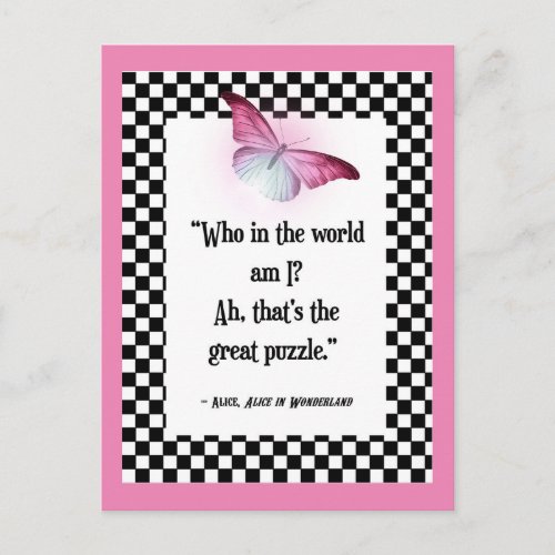 Who Am I Wonderland Alice Quote  Postcard