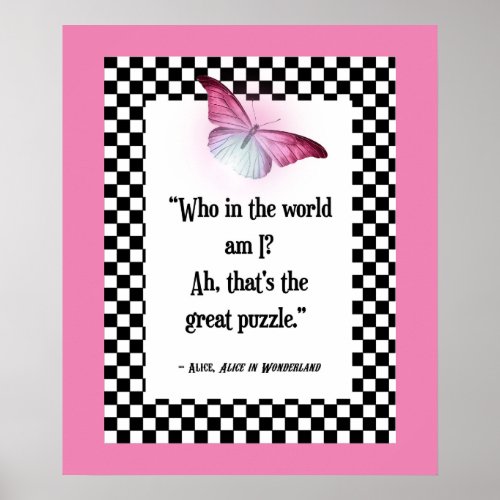 Who Am I Wonderland Alice Quote Poster