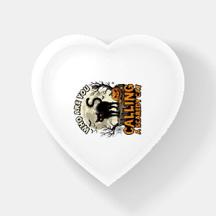 Who Are You Calling Scaredy Cat Halloween Black_1 Paperweight