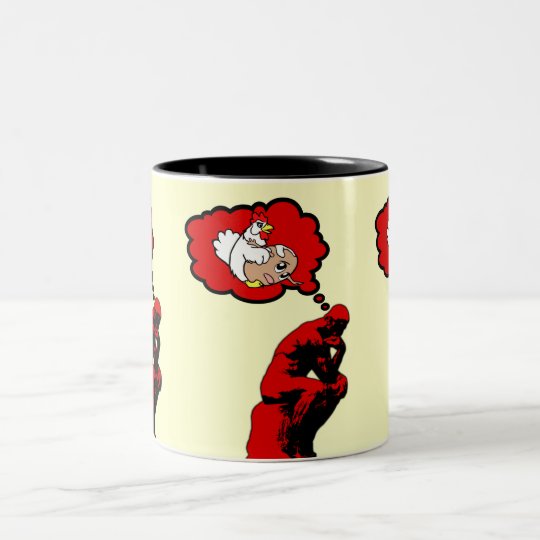 Who came first the chicken or the egg Two-Tone coffee mug