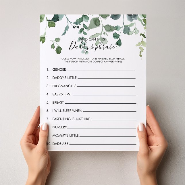 Who can Finish Daddy's Phrase Baby Shower Game (Creator Uploaded)