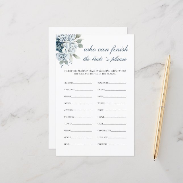 Who Can Finish the Bride's Phrase Bridal Game (Front/Back In Situ)