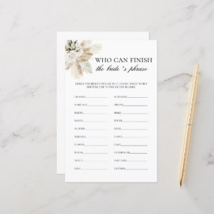 Who Can Finish the Bride's Phrase Bridal Game