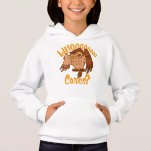 Who Cares Funny Carefree Cartoon Owl Drawing Hoodie